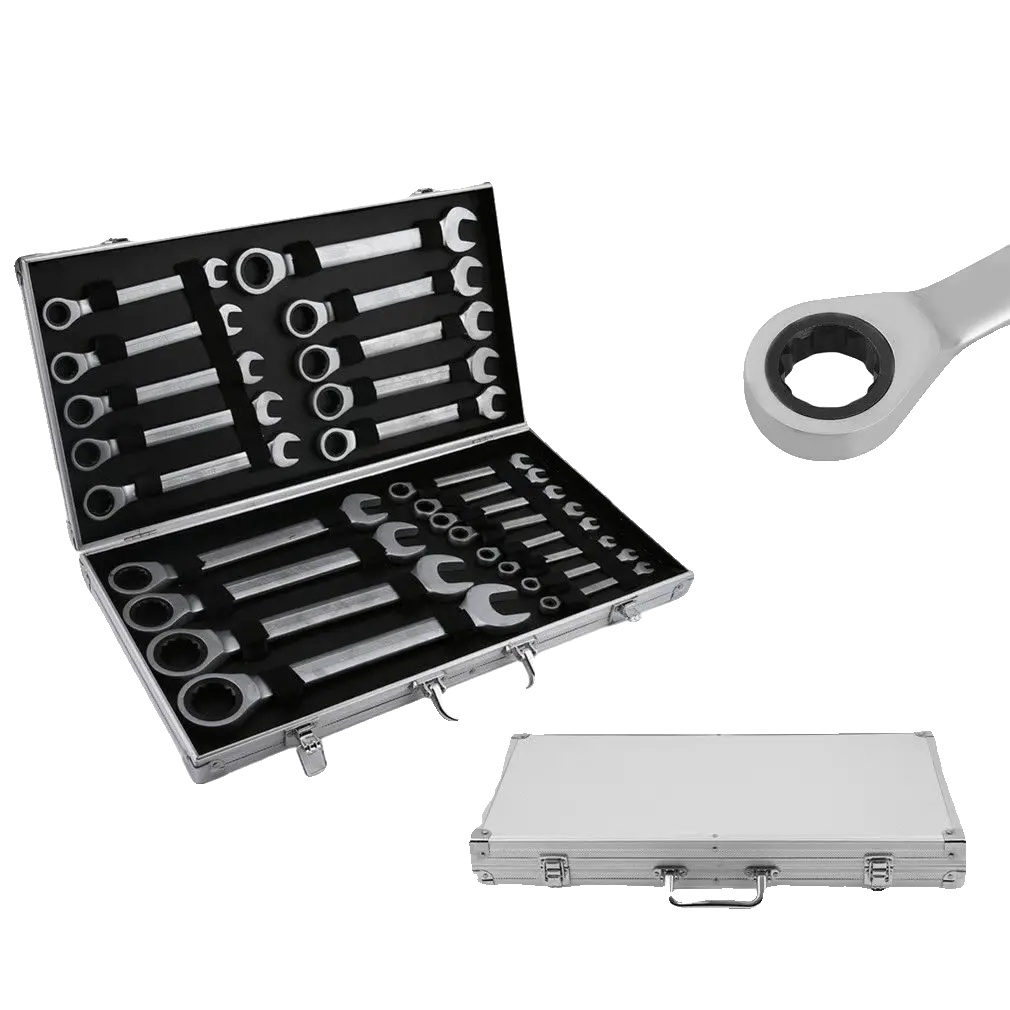 Ratschenschlüsselsatz, Chrom-vanadium-stahl, 60 X 30 X 8,5 Cm, Größenbereich 6–32 Mm, 22-teilig, Inklusive Aufbewahrungsbox