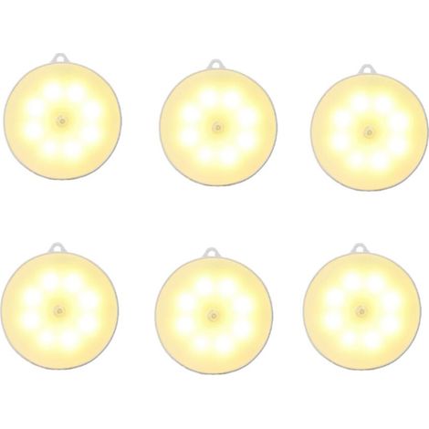 6er-set Nachtlichter Mit Bewegungsmelder, Batteriebetrieben (aaa), Automatische Ein-/ausschaltung, Schrankbeleuchtung, Bewegungsmelder Für Den Innenbereich, Für Treppenhaus, Schlafzimmer, Küche, Schla