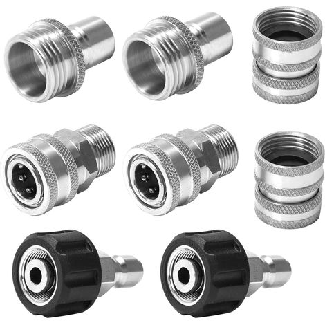 Hochdruckreiniger-adapterset, Schnellkupplungsset Aus Edelstahl, M22 Auf 3/8"-drehgelenkanschluss, 3/4" Auf Schnellkupplung, 8er-packung