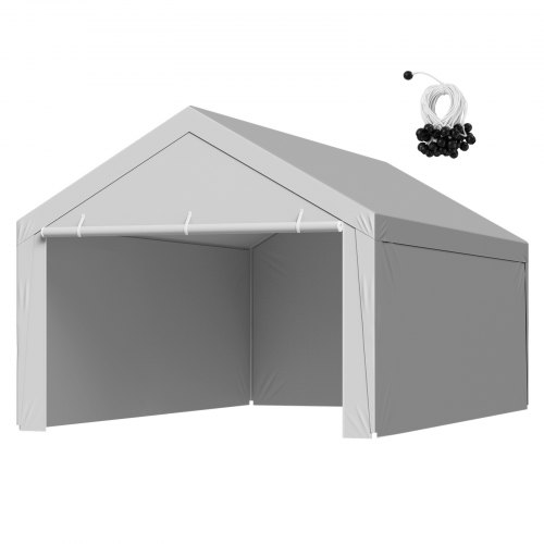 Carport-ersatzdach, 6,09 X 3,96m, Tragbare Garagenzeltplane Mit Seitenwänden, Uv-beständig, Strapazierfähige Autounterstandsplane, Grau, Rahmen Nicht Im Lieferumfang Enthalten