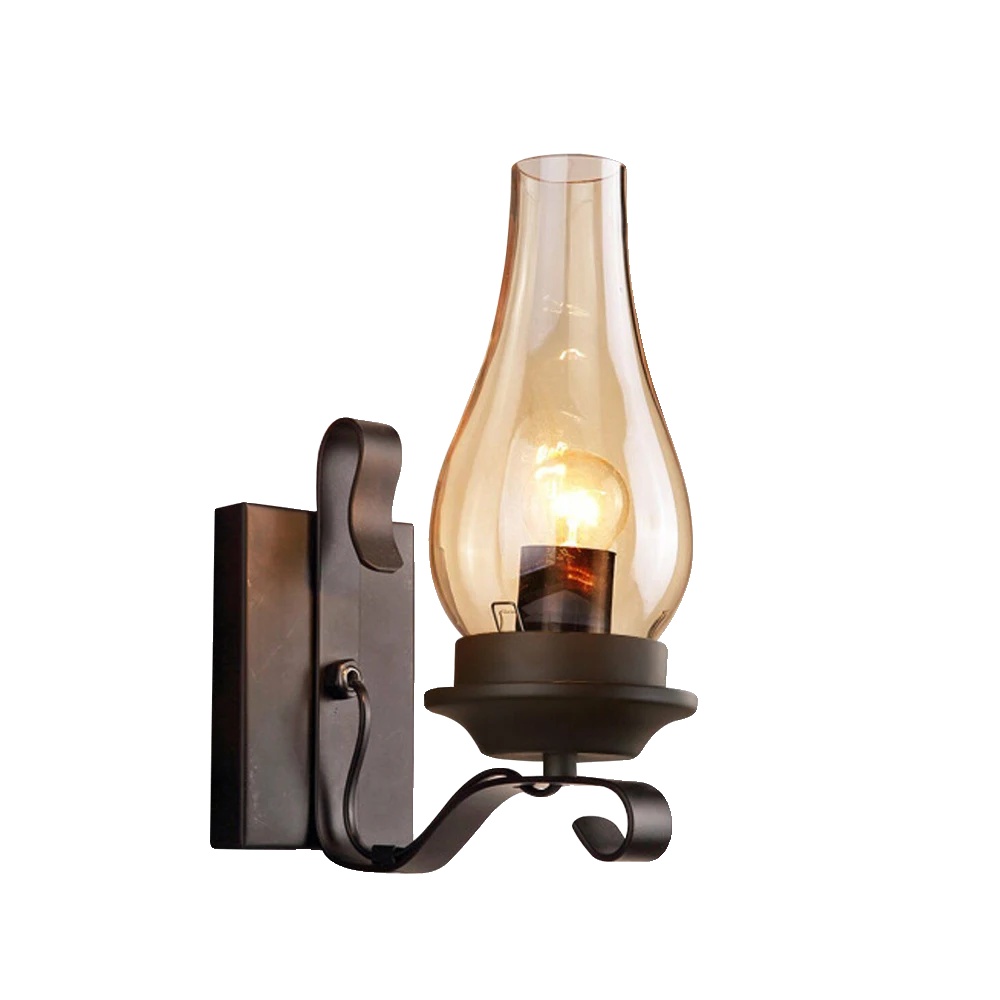 Wandleuchte Im Vintage-stil Mit Getöntem Glasschirm, Champagner
