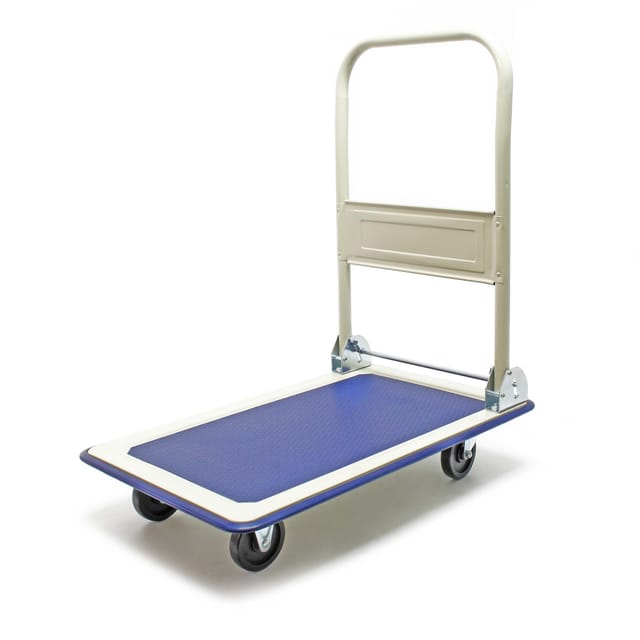 Wiltec Plattformwagen bis 150 kg 720x475x840 mm, Transportkarre klappbar mit Bügelgriff und gummibezogener Ladefläche, Transporthilfe