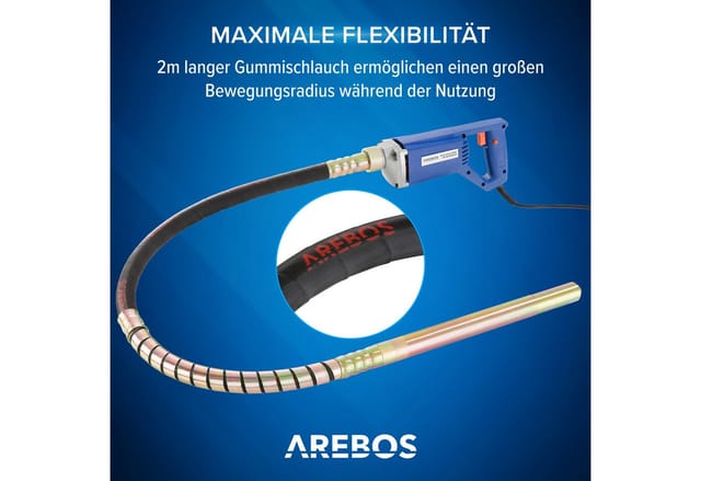 Arebos - Betonrüttler 800 w 2 m Rüttelflasche Handrüttler Innenrüttler Flaschenrüttler