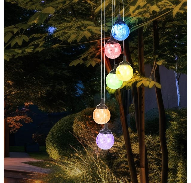 Perle Rare HI Solar LED Deko-Licht Risse-Glas-Design 6 Lampen