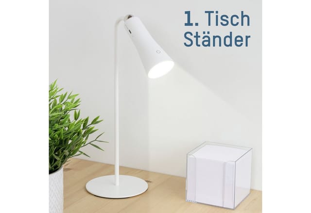 3in1 Schreibtischlampe Touch Klemmbar led Tischlampe stufenlos dimmbar - Ansmann