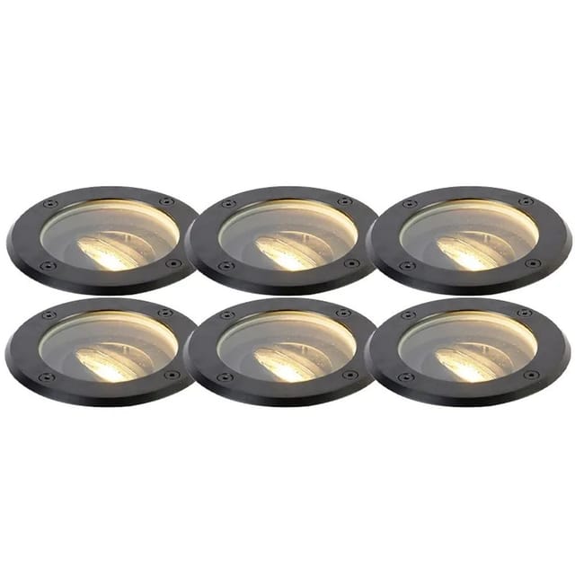 6er Set Outdoor Bodenstrahler schwarz einstellbar IP65 - Delux