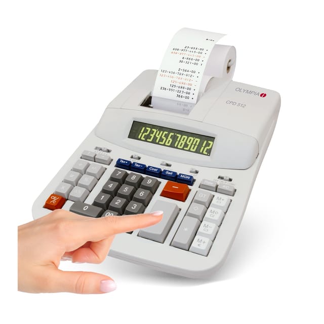 Olympia - Tischrechner cpd 512 schwarz/rot 210 x 67 x 295 mm (b x h x t) Netzbetrieb lichtgrau