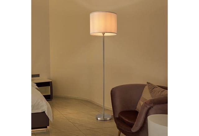 Stehleuchte Tamworth E27 Silber Textil [ Lux.pro