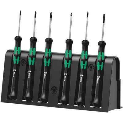 Wera 2050/6 Elektronik- u. Feinmechanik Schraubendreher-Set 6teilig Schlitz, Kreuzschlitz Phillips,