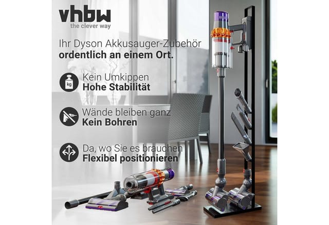 Staubsaugerhalter Ständer kompatibel mit Dyson V12 Detect Slim Absolute Akku-Staubsauger, Handstaubsauger, Dunkelgrau - Vhbw