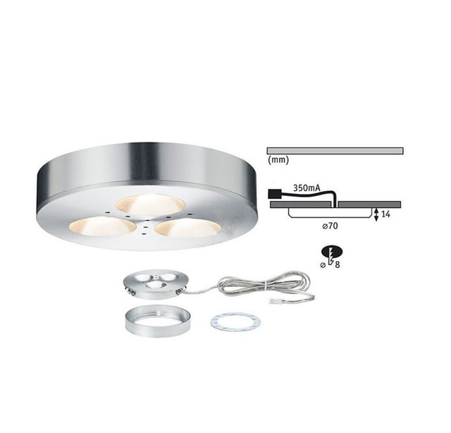 Paulmann - 3er Set led Möbel Einbau Strahler Aufbau Decken Leuchten Alu gebürstet 935.46