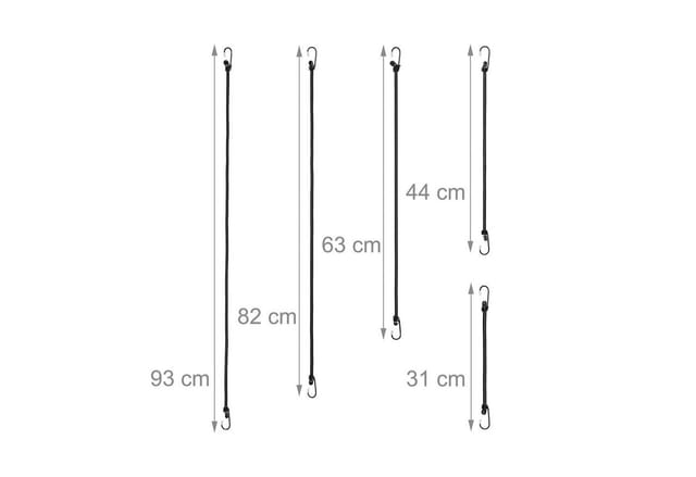 Relaxdays - Spanngummi mit Haken, 24er Set, Fahrrad Gummispanner Gepäckträger, 5 Größen, Universal Gepäckspanner, schwarz