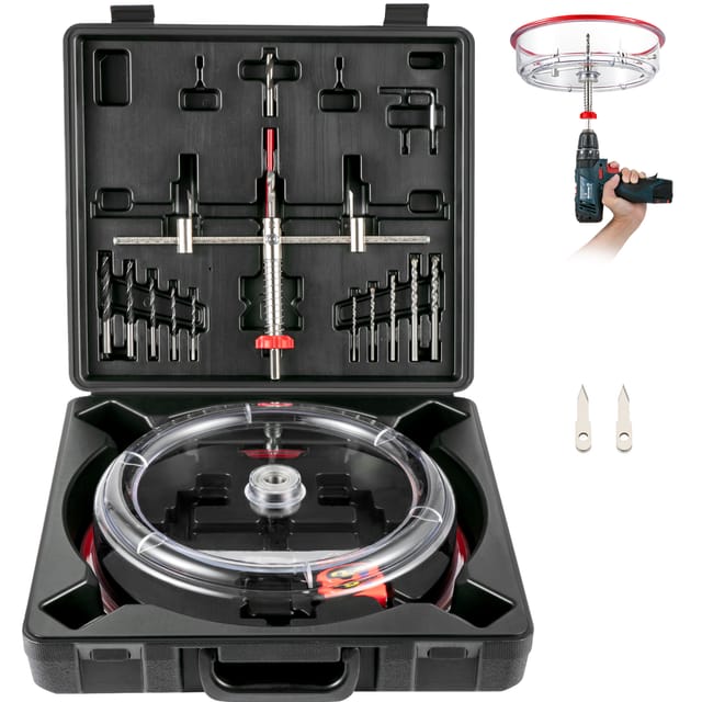 Einstellbares Lochsägen-set, 1-5/8 Zoll Bis 11-13/16 Zoll (40-300mm), Einbau-lochsäge Mit Pc-staubschutz, Zwei Austauschbare Zentrierbohrer, Für Einbauleuchten, Deckenlautsprecher, V. Entlöcher - Vevor