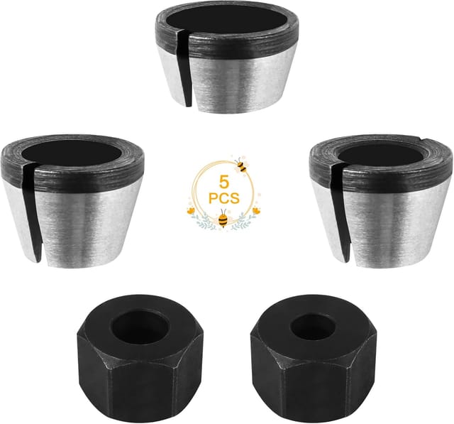 Ersandy - Spannfutteradapter, 5-teiliger Spannfutterkopf, Oberfräsen-Spannzangenfutter, Bündigfutter-Spannzange, Holzbearbeitungs-Fräserfutter,