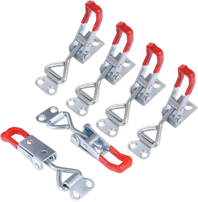 Ersandy - 6 Stück 4001 Metall-Kippverschlüsse, verstellbare Kippverschlüsse, Tischler-Riegel, Spannriegel, Tür-Schnellverschluss, 100 kg/220 Pfund