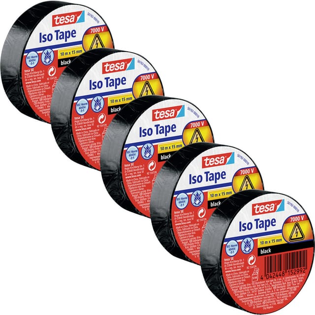 Tesa - 56192-00502-23 Isolierband ® Schwarz (l x b) 10 m x 15 mm 5 St.