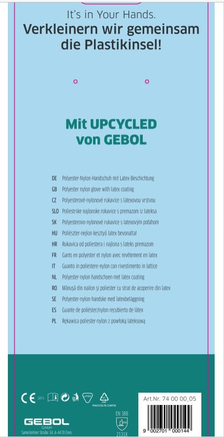Handschuh Upcycled Strong hellgrün Arbeitshandschuhe - Gebol