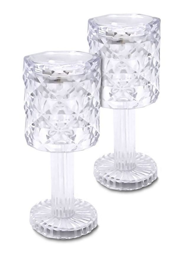 Spetebo - led Mini Tischleuchte warm weiß in Kristall Optik - gerade / 12 cm - Kleine moderne Deko Tisch Lampe Batterie betrieben
