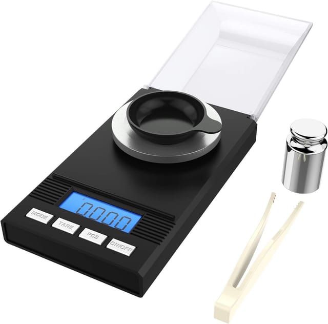 0,001 g/50 g Elektronische Küchenwaage, Mini-Präzisionswaage, LCD-Display, Schmuckwaage mit Pinzette und Wiegeplattform
