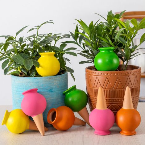 Set Mit 4 Keramik-wassertropfern – Automatisches Tropfbewässerungssystem Für Topfpflanzen – Dekorative Bewässerung Für Den Innen- Und Außenbereich
