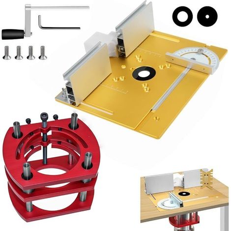 Frästisch Aus Holz Mit Einlegeplatte, Hubplattenfuß, Maximaler Hubhöhe 51 Mm, Aluminium-tischfräse Für Motoren Mit 64 Bis 65 Mm Durchmesser (gold)