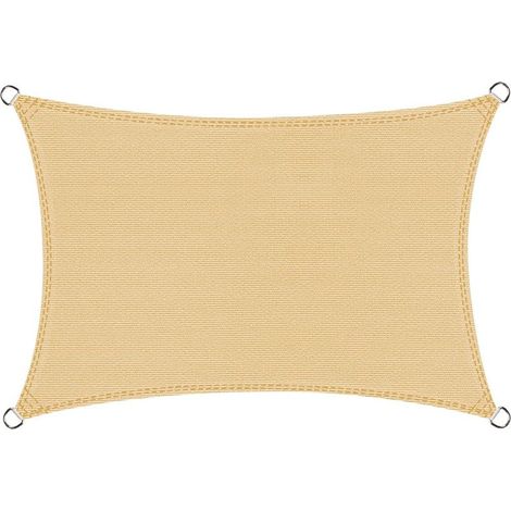 Rechteckiges Sonnensegel 3x4m, 95% Uv-schutz, Für Terrasse, Garten, Balkon, Außenbereich, Farbe Sand