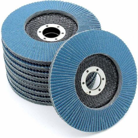 10-teiliges Set Blauer Schleifscheiben, Ø 125 Mm, Körnung 80, Edelstahl, Fächerscheiben.