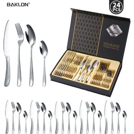 – 24-teiliges Besteckset Aus 18/10-edelstahl – Service Für 6 Personen – Spülmaschinenfest – Elegante Geschenkbox
