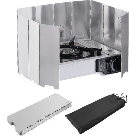 Faltbarer Windschutz Aus Aluminium, 12-teiliger Windschutz Für Campingkocher, Tragbarer Windschutz Mit Aufbewahrungstasche, Für Camping, Picknick Und Gaskocher