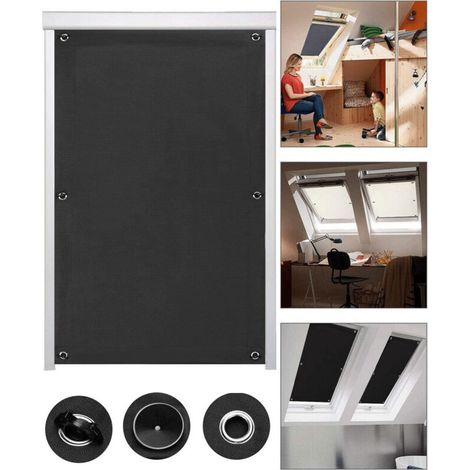 – Verdunkelungsvorhang Mit Saugnapf Für Dachfenster – Strapazierfähiges Oxford-gewebe – Maße: 48 Cm B X 93 Cm L – Bohrfreie Montage