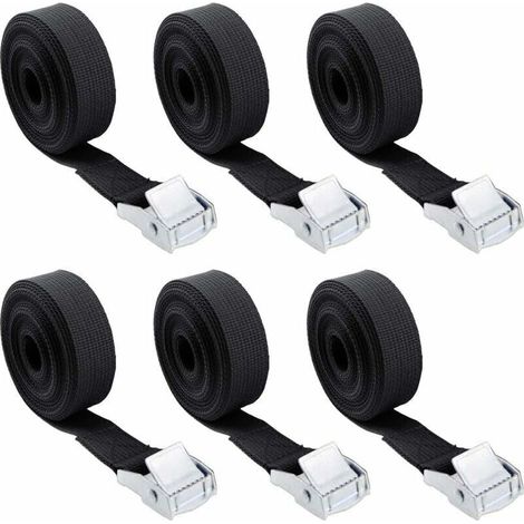 -klauen-spanngurt, Sicherungsgurt Für Motorradtransport, Lkw-spanngurt, Maximale Traglast 250 Kg, 6 Stück À 2,5 Cm X 5 M (schwarz)