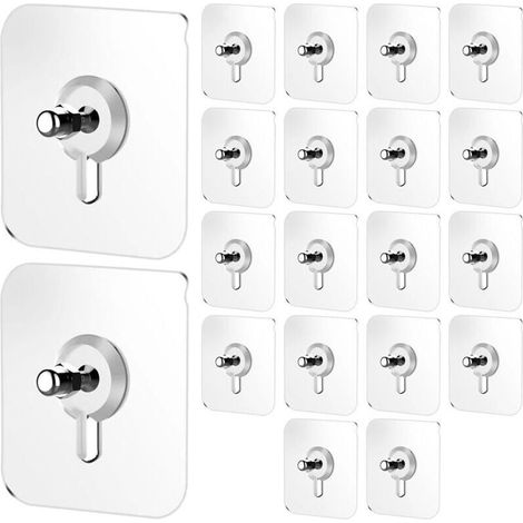 20 Selbstklebende Bilderrahmenhaken, Ohne Nägel Oder Schrauben, Extra Stark, Mit Extra Starken Klebeschrauben, Selbstklebende Haken Ohne Bohren, Transparent, Für Küche Und Duschraum