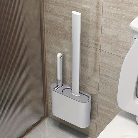 1 Set Bestehend Aus 2 Toilettenbürsten Und 1 Halter, Wandmontiertes Toilettenbürsten- Und Halterset Für Badezimmer, Badezimmeraccessoires