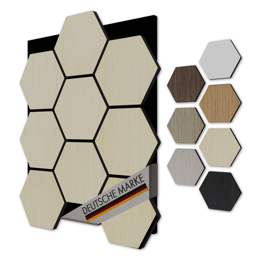 Akustiko 3d Hexagon Wandpaneele Akustik Filz Mdf Holzstruktur Wandverkleidung: Bright Oak, 5 Paneele