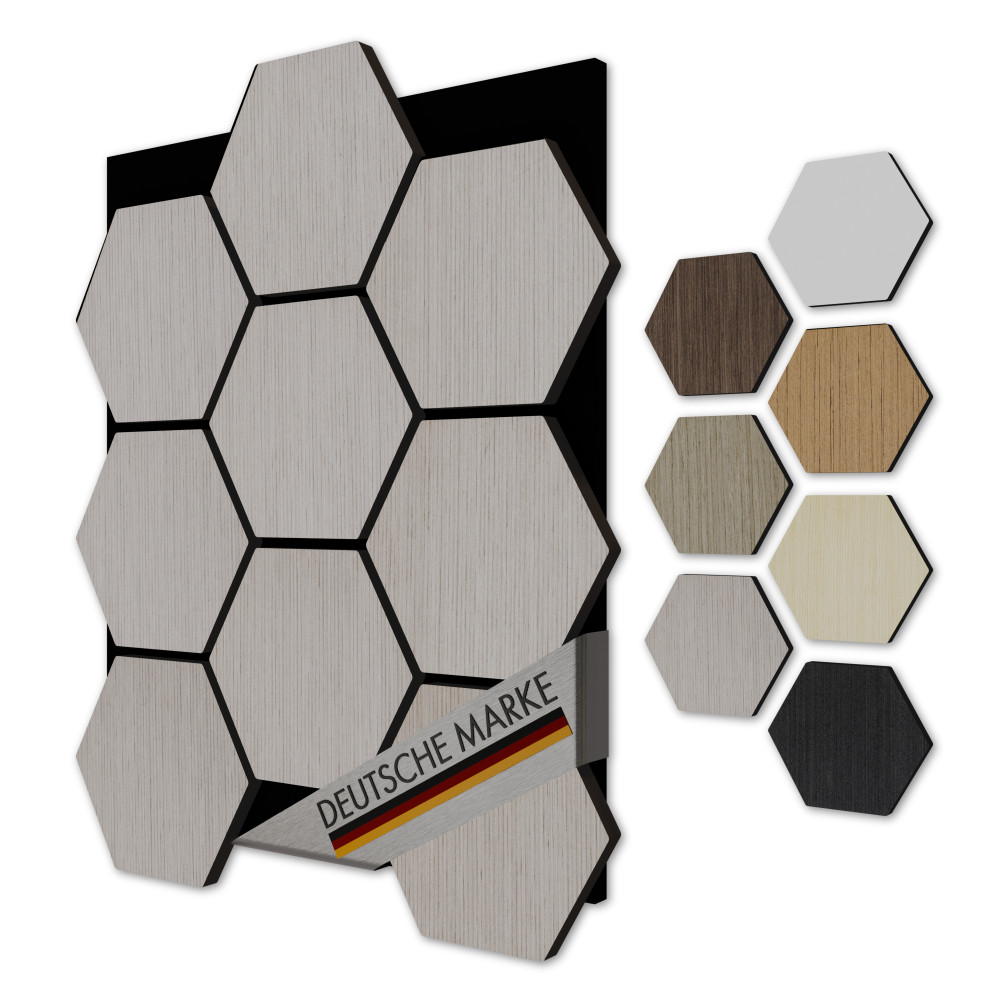 Akustiko 3d Hexagon Wandpaneele Akustik Filz Mdf Holzstruktur Wandverkleidung: Smoked Oak, 3 Paneele