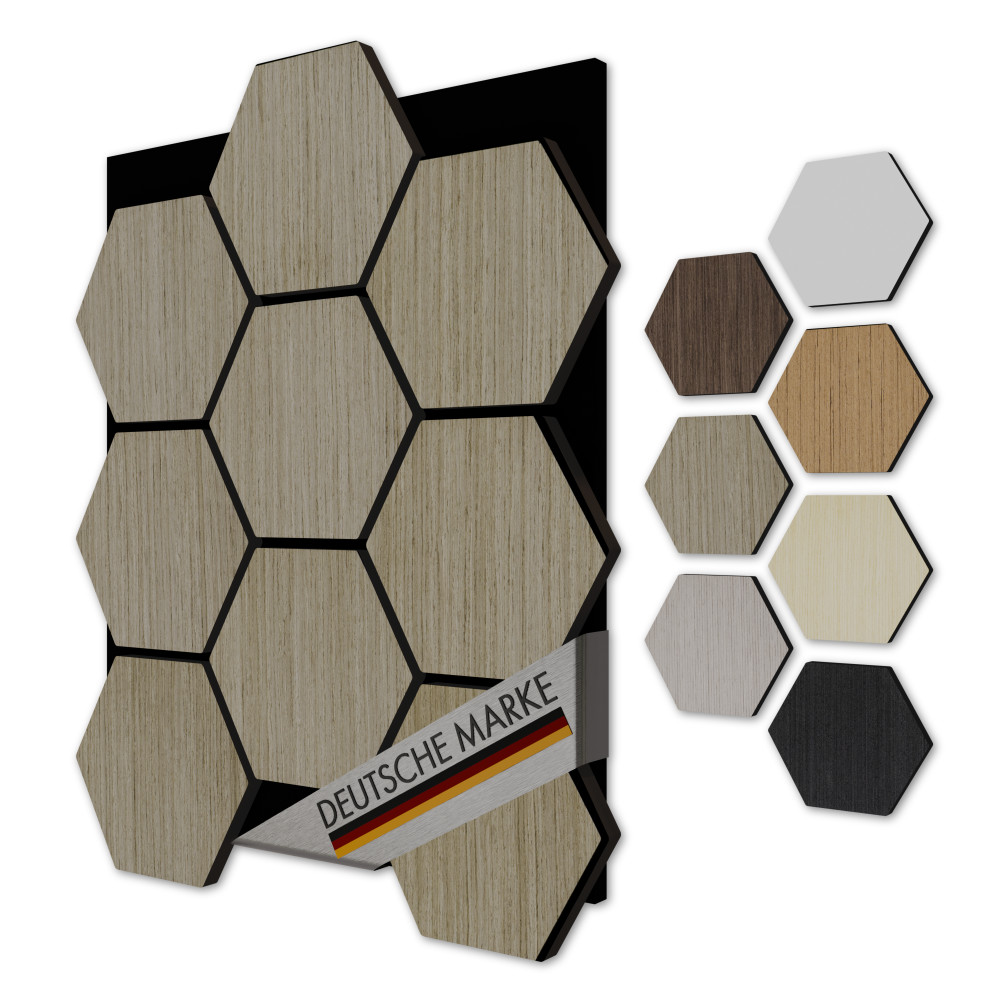 Akustiko 3d Hexagon Wandpaneele Akustik Filz Mdf Holzstruktur Wandverkleidung: Walnut, 5 Paneele