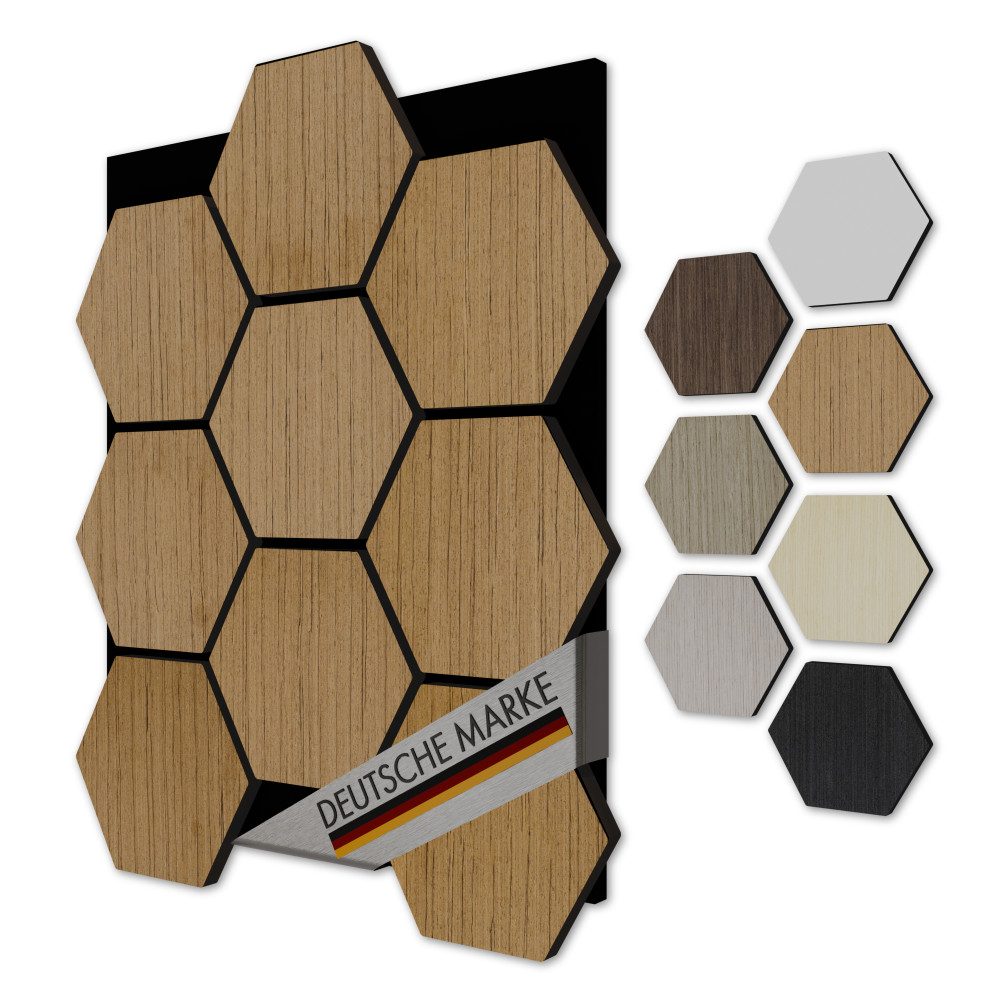 Akustiko 3d Hexagon Wandpaneele Akustik Filz Mdf Holzstruktur Wandverkleidung: Teak, 3 Paneele