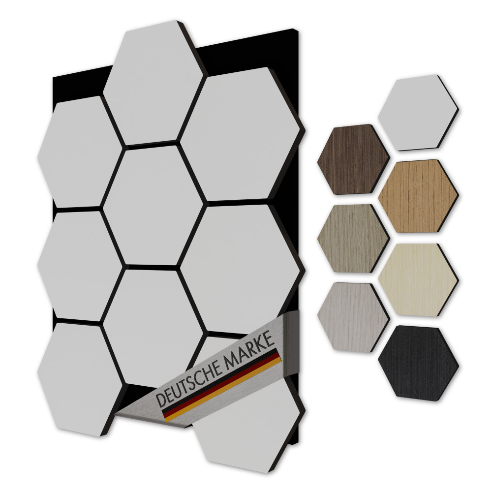 Akustiko 3d Hexagon Wandpaneele Akustik Filz Mdf Holzstruktur Wandverkleidung: White, 3 Paneele