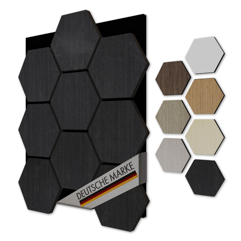 Akustiko 3d Hexagon Wandpaneele Akustik Filz Mdf Holzstruktur Wandverkleidung: Black Oak, 5 Paneele