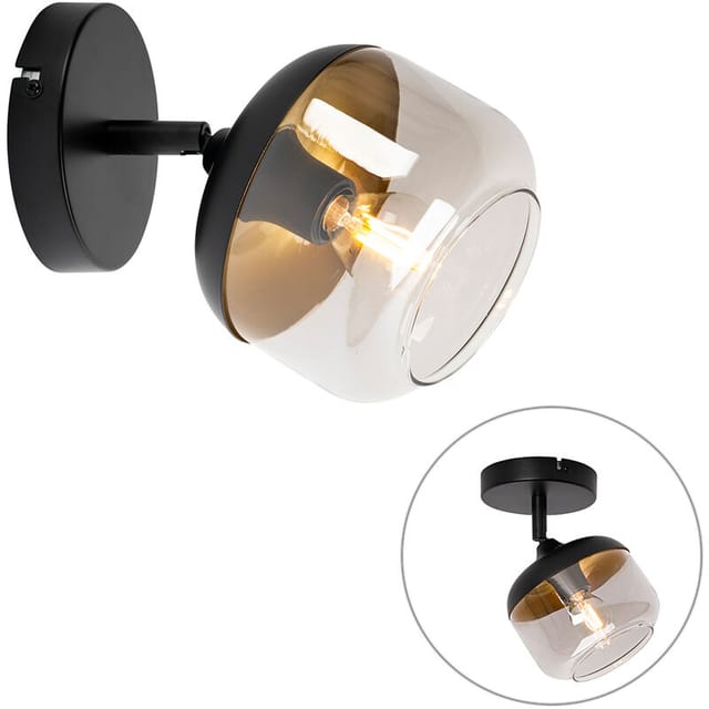 Design-Spot schwarz mit Gold und Rauchglas – Kyan