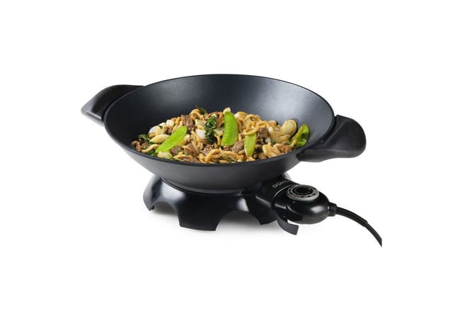 Domo - Eletrische Asia Wok Pfanne mit Glasdeckel Chinesisch Kochen im Party Elektro Wok