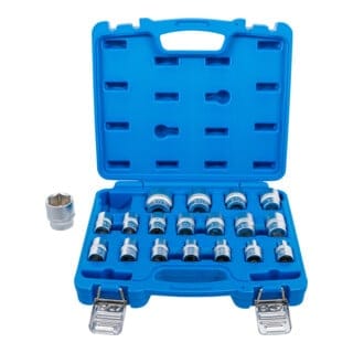 Steckschlüssel-Einsatz-Satz, Sechskant Antrieb Innenvierkant 12,5 mm (1/2') sw 8 - 32 mm 19-tlg.