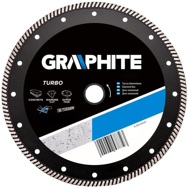 Graphit – 230 mm Turbo-Diamantklinge – Schneiden von Beton und Bewehrung