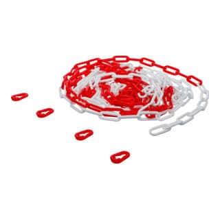 Absperrkette rot / weiß 4 Karabiner Kunststoff 7,5 m