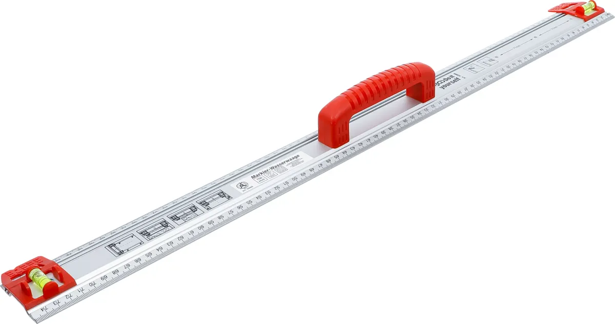 Schneid- und Markierlineal mit Griff und Wasserwaage 750 mm