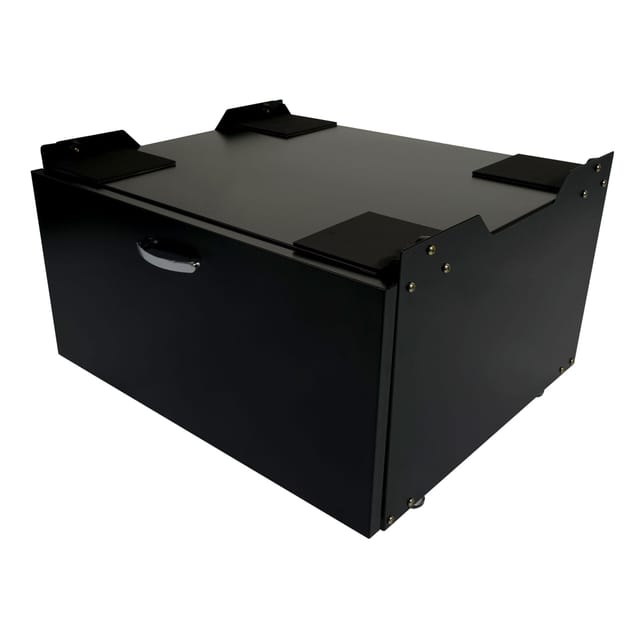 HHG - Waschmaschinenunterschrank 501, Sockel Podest Erhöhung Untergestell, Schublade 33x61x52cm schwarz