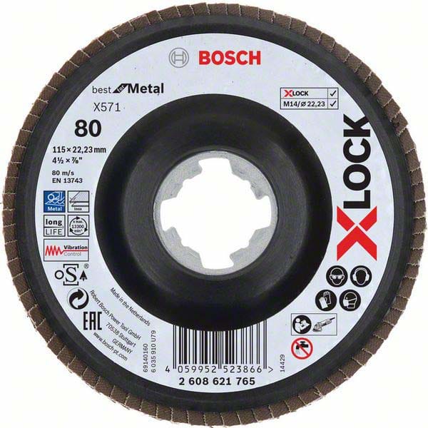 Bosch PRO X571 X-Lock Fächerschleifscheibe 115 mm G80 - 2608621765