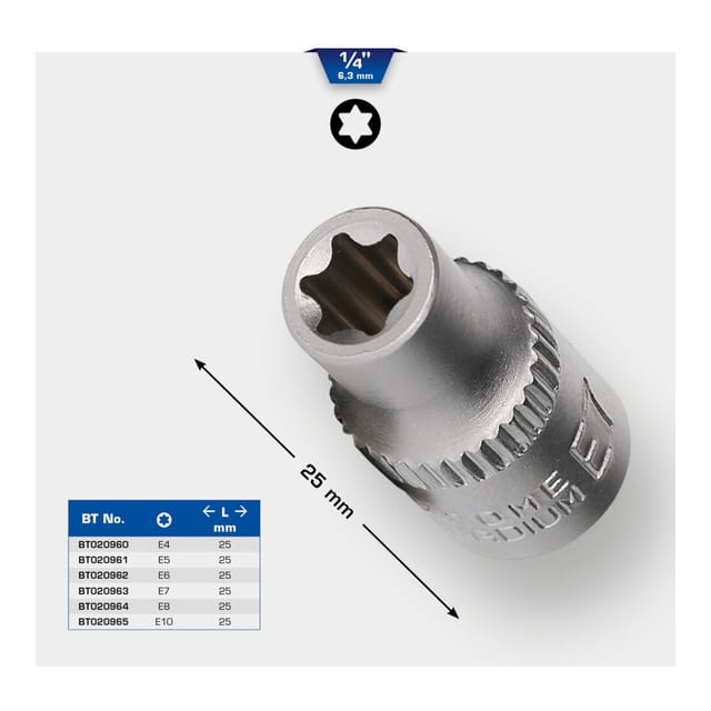 Brilliant Tools BT020964 1/4'' TORX Steckschlüssel-Einsatz, 25mm, E8