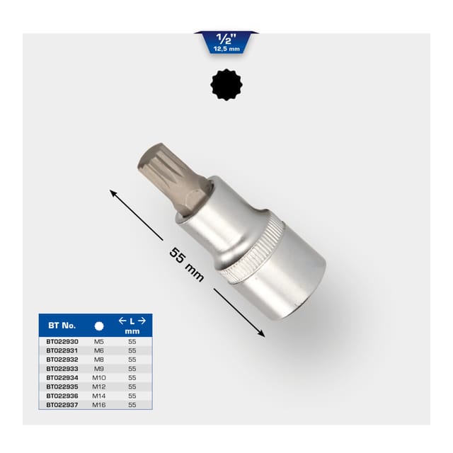 Brilliant Tools BT022933 1/2'' Bit-Schraubendreher-Einsatz, XZN, 55mm, M9
