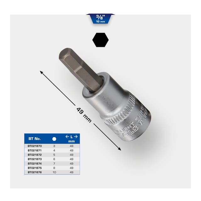 Brilliant Tools - 3/8' Innensechskant Bit-Stecknuss, 6 mm